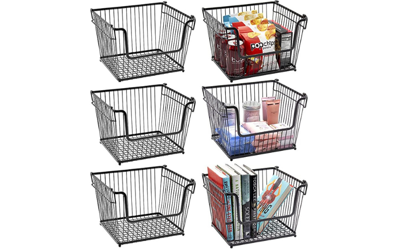 Factory Price Black Color Carbon Steel Wire Storage Basket for Home Kitchen