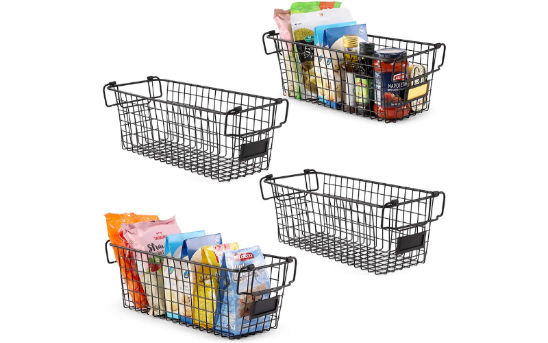 Wholesale Stackable Wire Mesh Baskets With Handles Metal Food Baskets