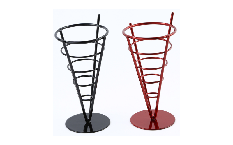 Metal Wire Steel French Fry Stand Ice Cream Cone Chips Holder for Restaurant Kitchen