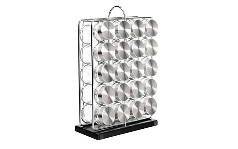 With 20 Seasoning Bottles Jars Kitchen Spice Rack Suitable for Countertop Standing Vertical Hanging
