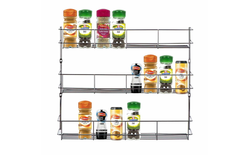 Wholesale Wall-Mounted 5-Tier Metal Large Spice Rack Wall-Door Mount for Kitchen