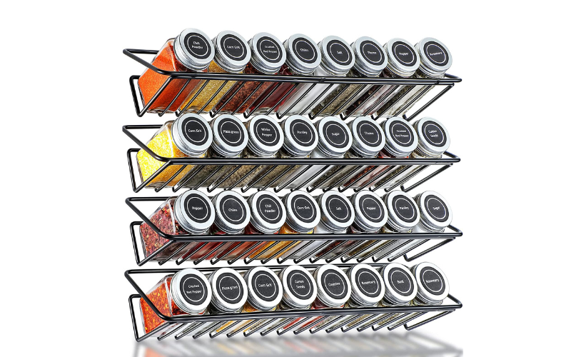 Kitchen Space Saving Wall Mounted Spice Rack Organizer 4 Pack for Cabinet Door