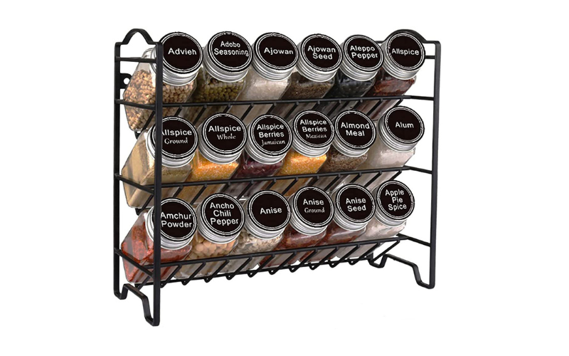 Kitchen Wall-mounted Spice Rack Metal Free Standing Seasoning Rack Storage Shelf