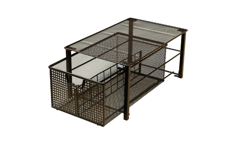 Manufacture Kitchen Drawer Sliding Basket Metal Mesh Houseware Stackable Storage Organizer