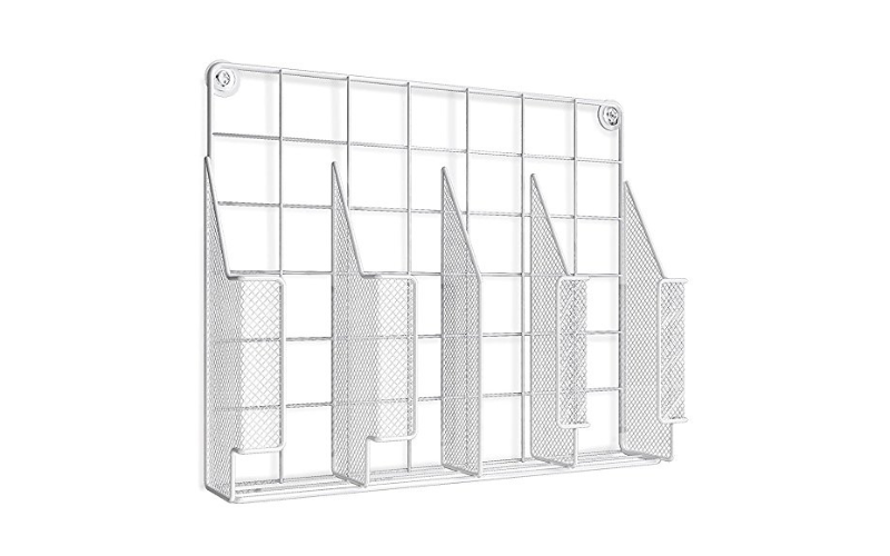 High Quality Handmade Iron Basket White Powder Coated Wall Hanging Storage Shelf