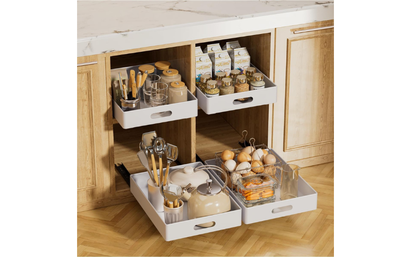 Heavy Duty Pull-Out Cabinet Organizer Slide Out Drawer Pantry Shelf Kitchen Utensils Storage Holder