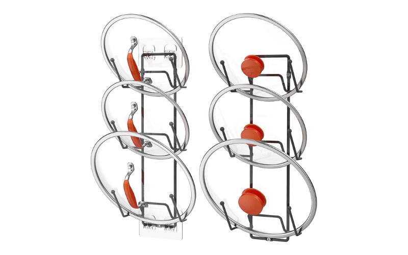 Wall-mounted Pot Lid Organizer for Cabinet Storage Holder for Easy & Tidy Kitchen Organization