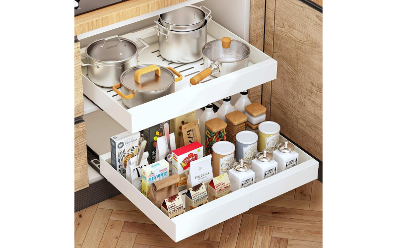 Newly Designed Expandable Pull-Out Cabinet Organizer Storage Drawer Slide-out for Kitchen Cabinets