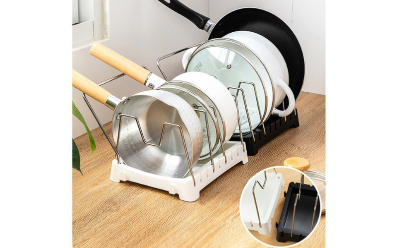 Kitchen Cabinet Organizers for Pots and Pans Space Saving Drying Cookware Shelf