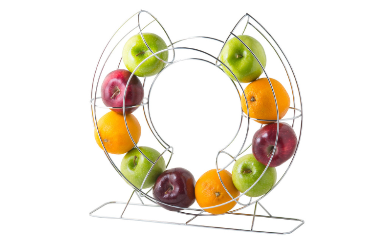 Fruit Display Rack – Rust-Free Metal | Chrome Finish &  Novelty U-Shape | for Apple & Orange Storage
