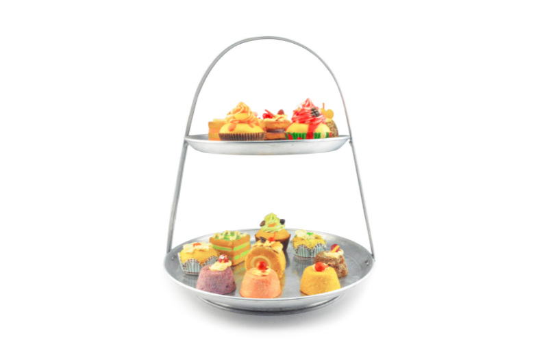 2-Tier Cake Stand – Galvanized Metal Shelf | Handmade Vintage | for Wedding Birthday Party Event