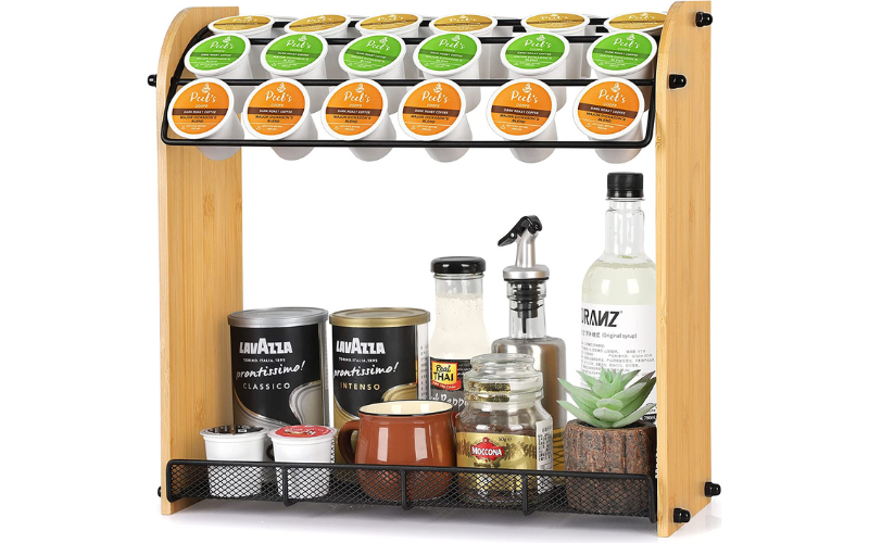 Coffee Capsule Storage Rack – Wooden Splicing Metal | Wall Mounted & Space Saving | for Home Office
