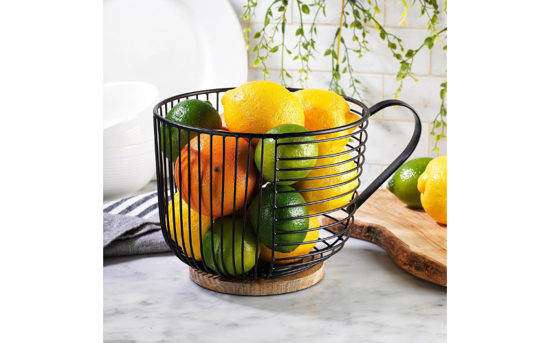 Coffee Pod Holders – Black Metal Wire | Creative & Wooden Base | for Countertop Storage