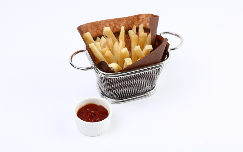 Mini Fried Basket – Stainless Steel Mesh | Chicken Nuggets Snack Holder | With Double Ear Handles