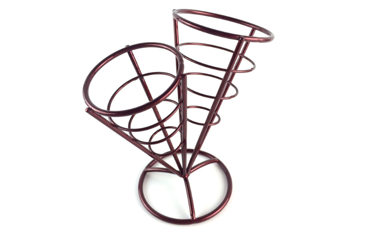 2 Cones Holder Stand – Snack Display Rack | Metal Wire | for Restaurants and Home Use