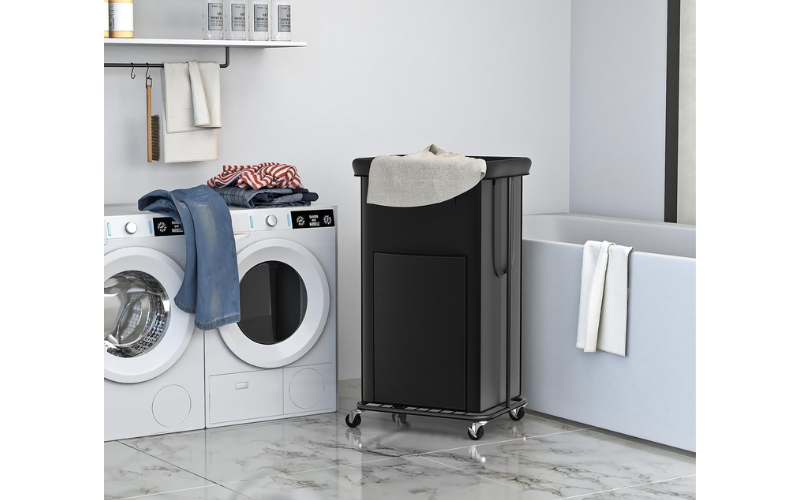 Rolling Laundry Basket – Metal Frame and Removable Bag | Large Size | for Laundry Room, Bathroom