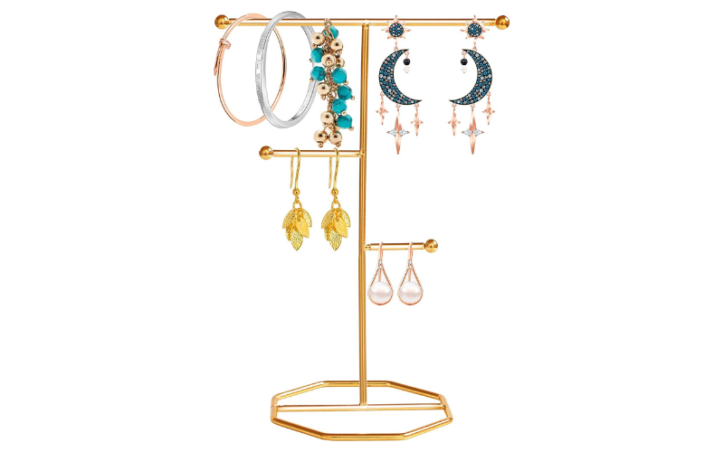 Jewelry Display Holder – 3 Tier Tower Stand | T-shaped | for Bangles Necklaces Bracelets Earrings