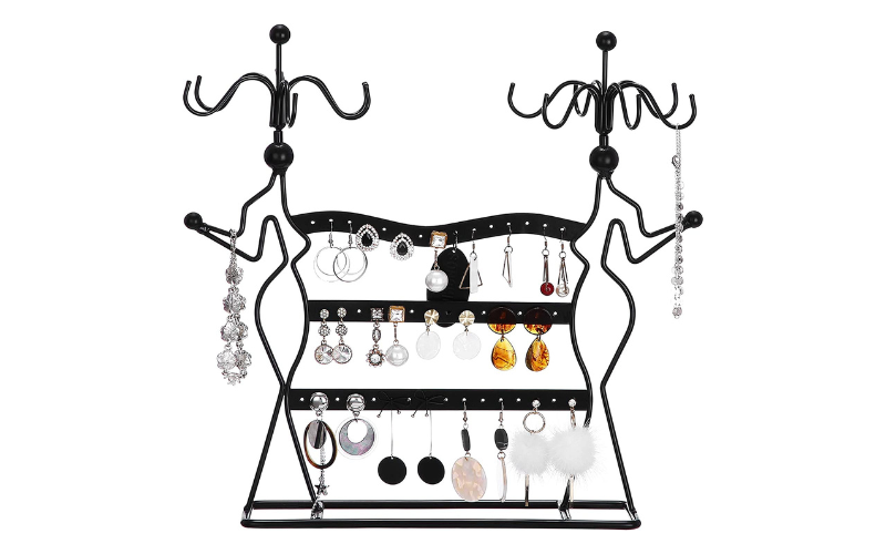 Jewelry Holder Organizer – 4 Tiers | Anti-Entanglement Hanging Tree | for Women Girls(Black)