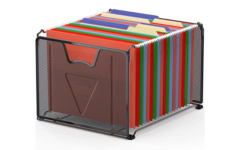Hanging File Organizer – Mesh File Folder Box | Letter Size & with Handle | for Home Office Desk