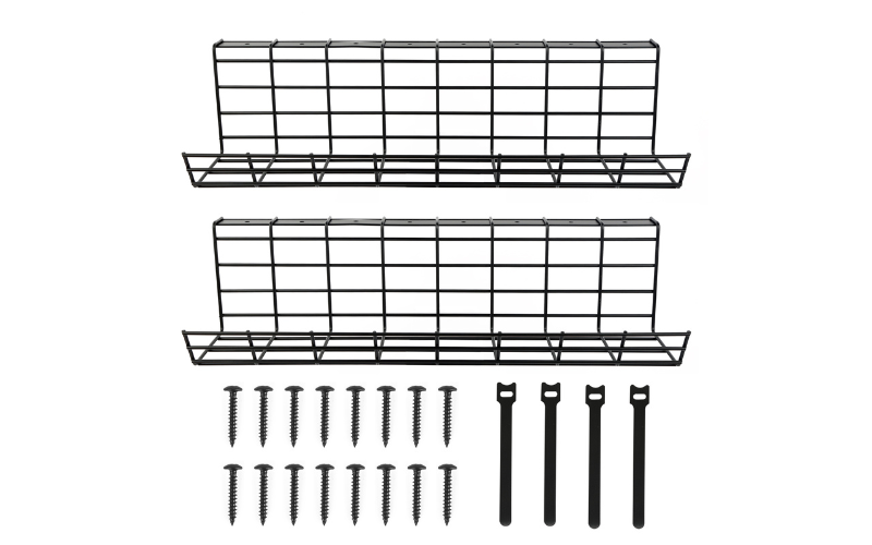 Under Desk Cable Management – Black Metal Wire | Sturdy & Easy Install | for Office Studio & Home