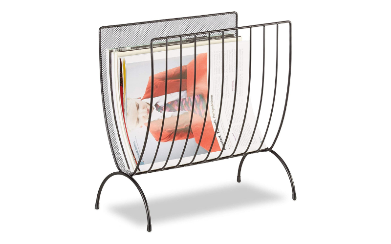 Magazine Rack – Matte Black Metal Wire | Tabletop or Floor Standing | for Magazines and Newspapers