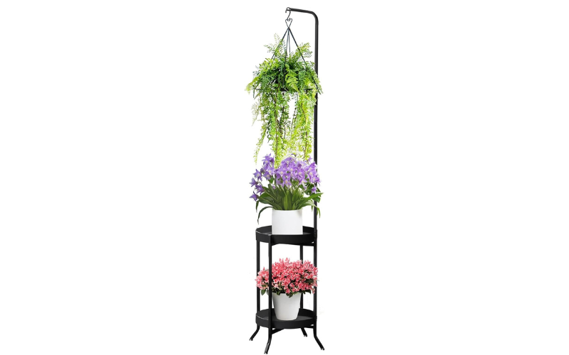 Hanging Plant Stand – Metal Shelf | Space-Saving & Corner | for Patio Garden Balcony Living Room