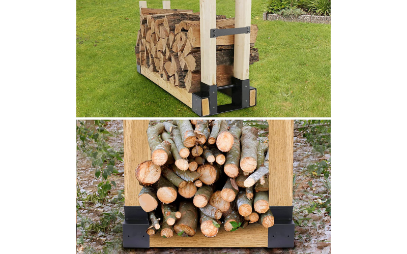 Outdoor Firewood Rack – Iron Bracket Shelf | Heavy Duty & Adjustable to Any Length | Patio Garden