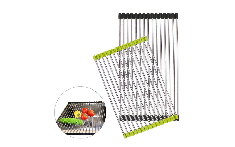 Foldable Drain Rack – 304 Stainless Steel | Over Sink Holder | Rust-Resistant & Space-Saving