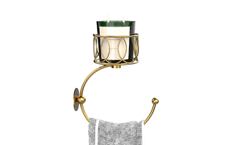 Hand Towel Holder – Towel Ring with Candle Holder | Vintage | Wall Mounted | for bathroom ( Gold )