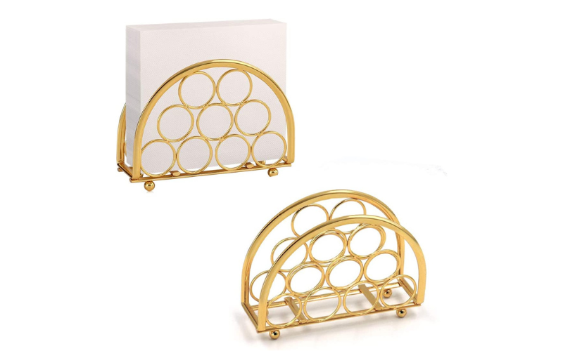 Metal Gold Napkin Holders – Standing Table Organizer | Hollow out | Kitchen Dining Party Decor