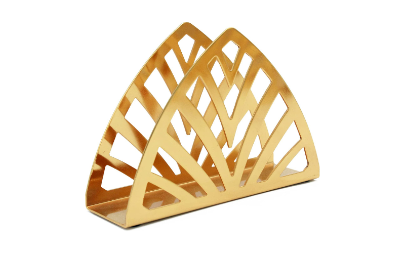 Gold Napkin Holder – Hollow Out Tissue Holder |  Triangular & Creative | for Kitchen Dining Tables