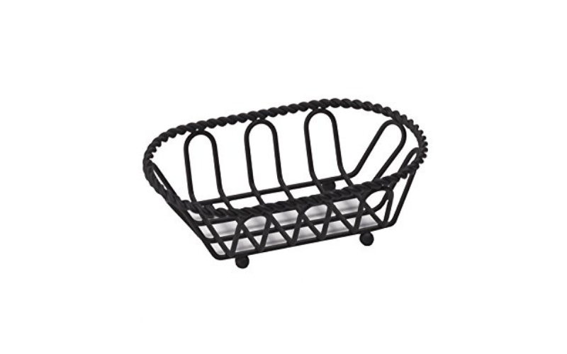 Art Bread Basket Container – Iron Deep Fry Basket | Oval shape | Kitchen Cooking Tools ( Black )